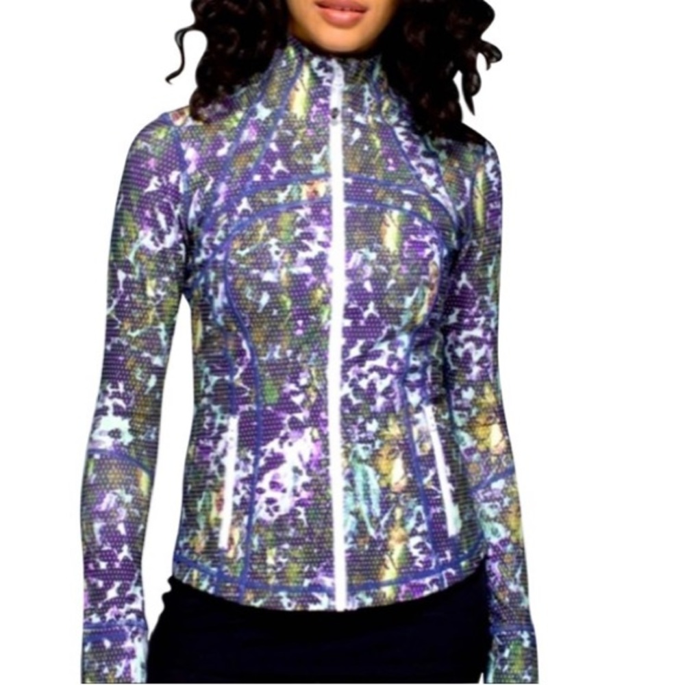 LULULEMON Green Multi Define Floral Sport Zip Up Jacket Size 10